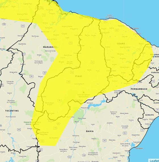Inmet emite novo alerta de chuvas intensas para todas as regiões Piauí