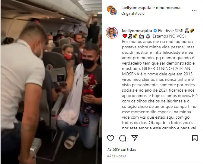 Laéllyo Mesquita faz pedido de casamento com surpresa durante voo
