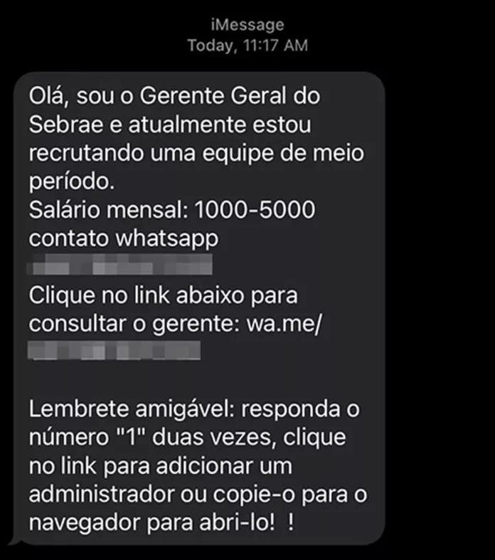 Sebrae Piauí alerta que mensagem sobre vagas de emprego é golpe