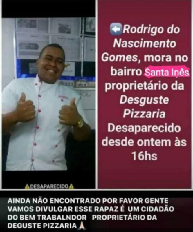 Empresário desaparece após sair de casa para abrir pizzaria em cidade do Piauí