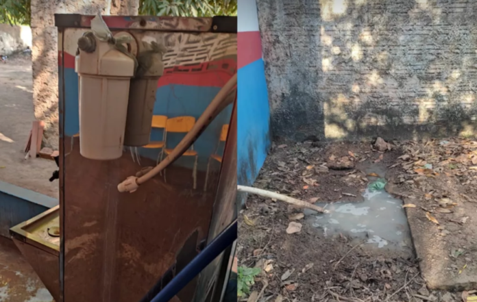 Funcionária denuncia bebedouro quebrado e falta de água potável há 1 mês em escola no Sul do Piauí