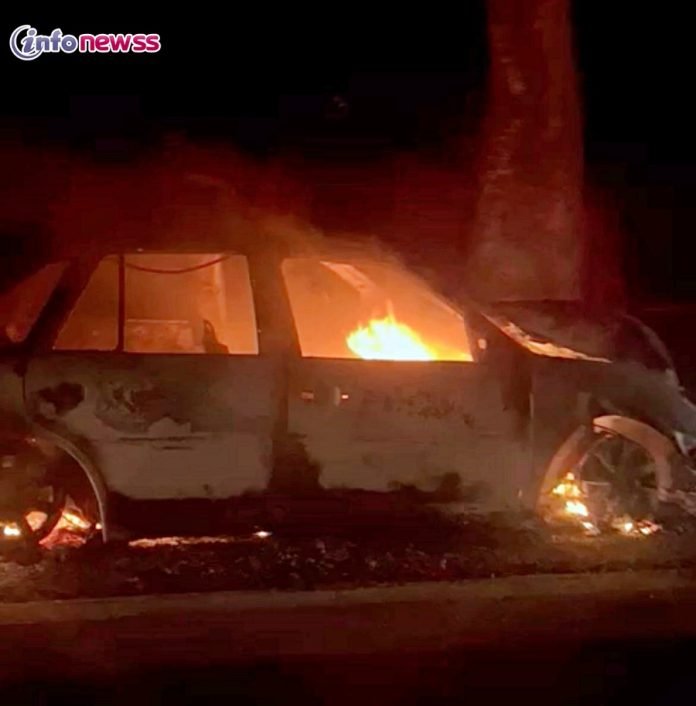 Carro fica carbonizado após colisão com boi na BR-316, em Picos, PI-9cf515ad-e74e-4edc-948e-74a1c1e663cb