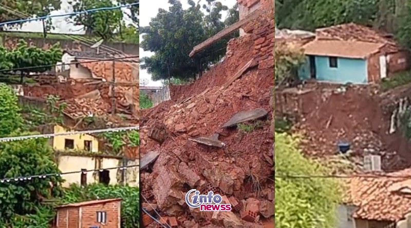 Casa desaba no bairro Paroquial em Picos após fortes chuvas - destaque