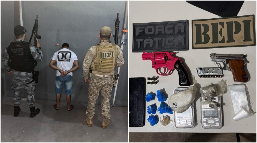 Foragido da Justiça é preso com armas e drogas no bairro Aerolândia em Picos - destaque