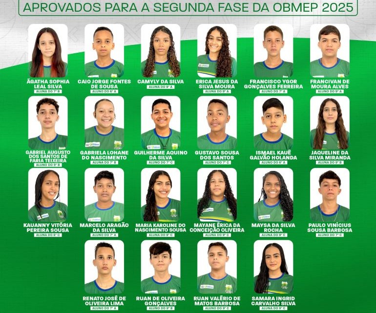 Vinte e três alunos de Geminiano avançam para a 2ª fase da OBMEP 2025; Educação Municipal celebra 2